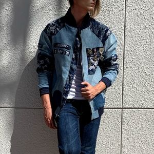 Blue Navy Denim bomber jacket